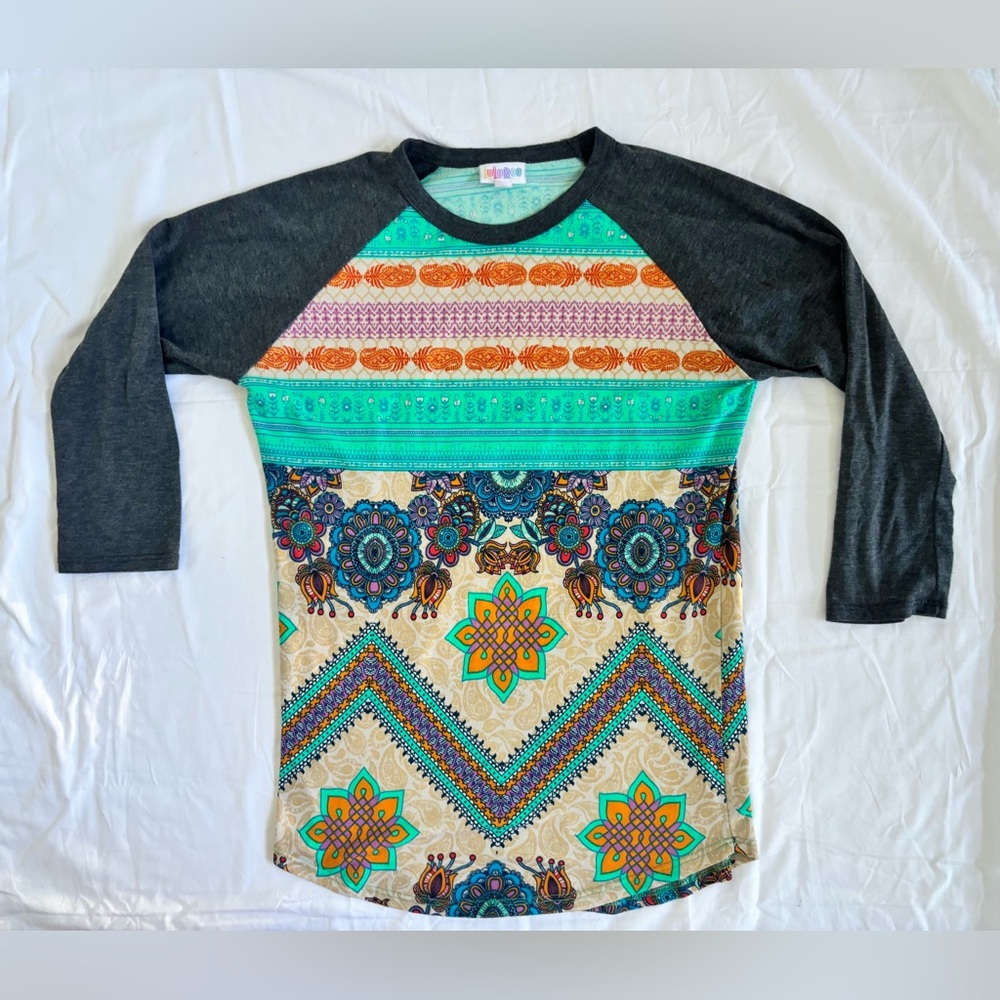 Lularoe Women’s “Randy” Raglan Tee in Multicolor Abstract Sz XXS